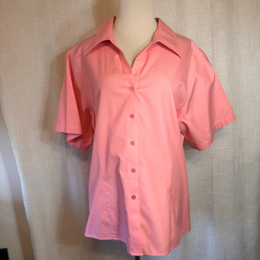 Westbound Women’s Button Down Shirt Pink Short Sleeves Pin Tucked Size 1X